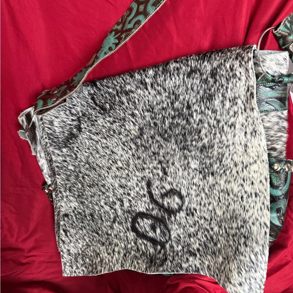 Holy Cow Large Papoose Bag Used- $150 Gray and Green Patterned Shoulder Bag